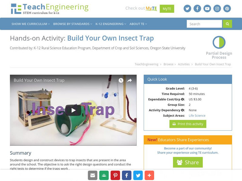 Teach Engineering: Build Your Own Insect Trap Activity