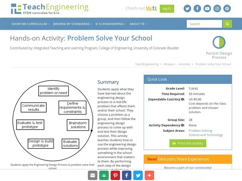 Teach Engineering: Problem Solve Your School Activity Teach Engineering: Problem Solve Your School Activity