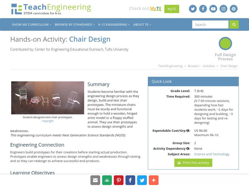 Teach Engineering: Chair Design Activity Teach Engineering: Chair Design Activity
