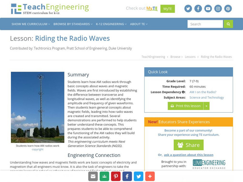 Teach Engineering: Riding the Radio Waves Lesson Plan Teach Engineering: Riding the Radio Waves Lesson Plan