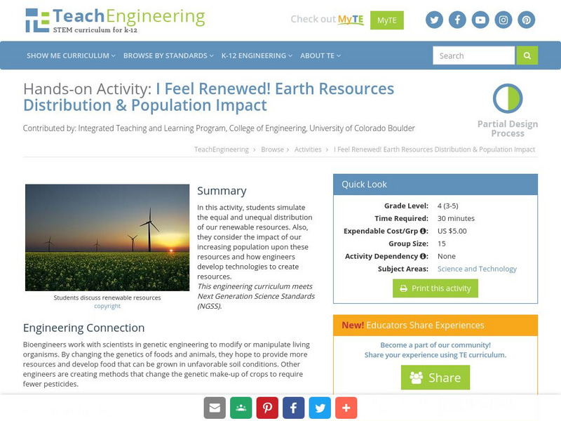 Teach Engineering: I Feel Renewed! Activity Teach Engineering: I Feel Renewed! Activity