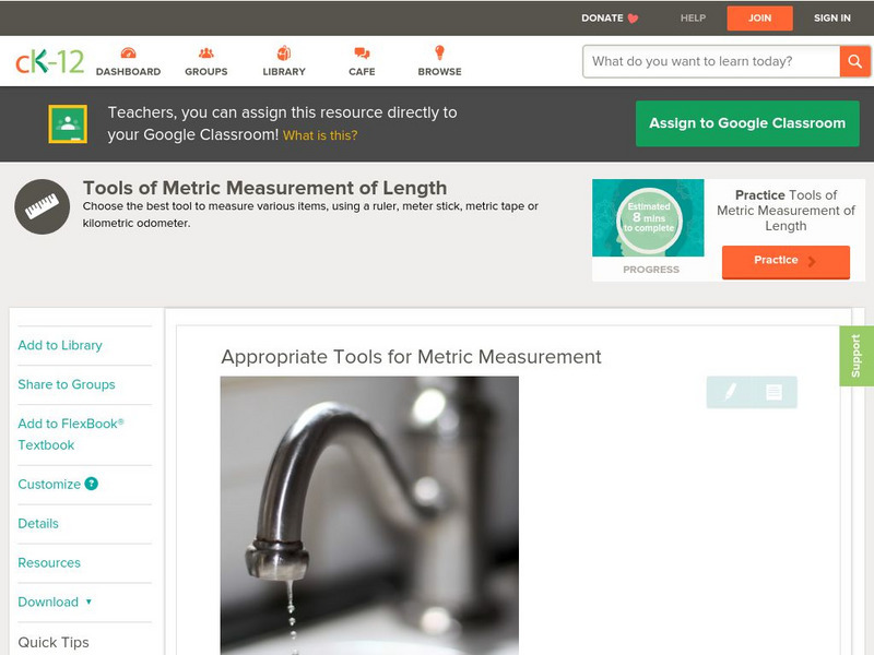 Ck 12: Measurement: Appropriate Tools for Metric Measurement Unit Plan Ck 12: Measurement: Appropriate Tools for Metric Measurement Unit Plan