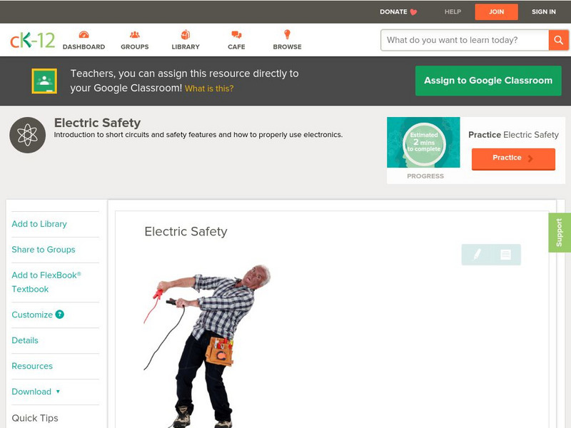 Ck 12: Physical Science: Electric Safety Unit Plan