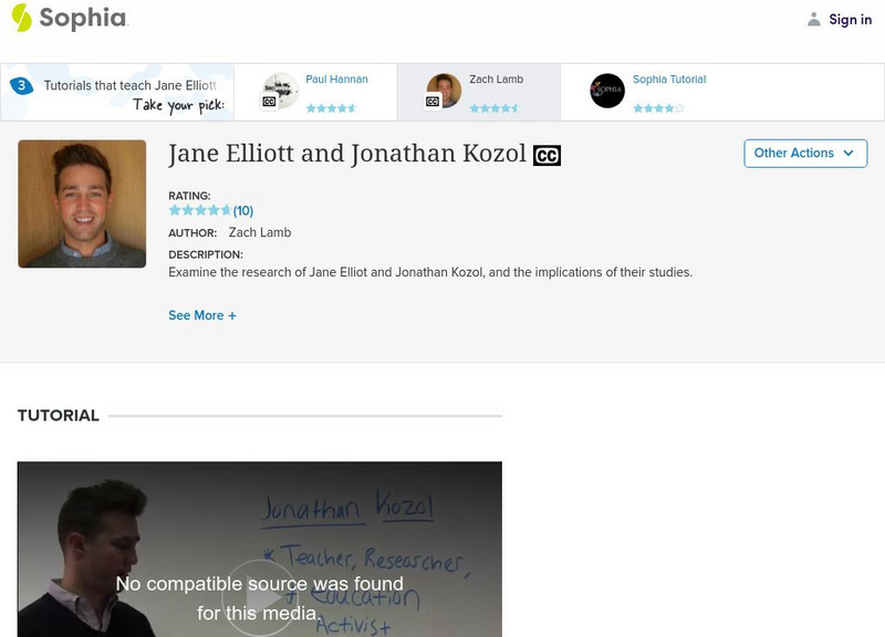 Sophia: Jane Elliott and Jonathan Kozol: Lesson 1 Instructional Video