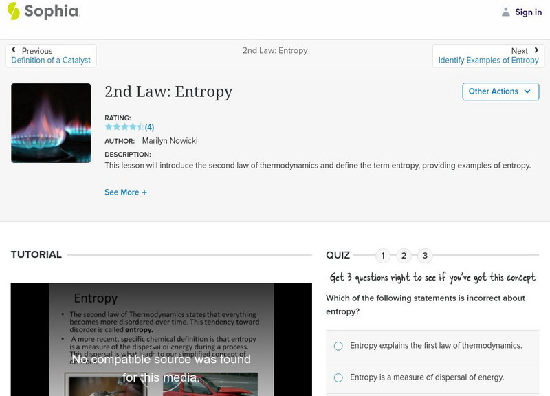 Sophia: 2nd Law: Entropy Instructional Video Sophia: 2nd Law: Entropy Instructional Video