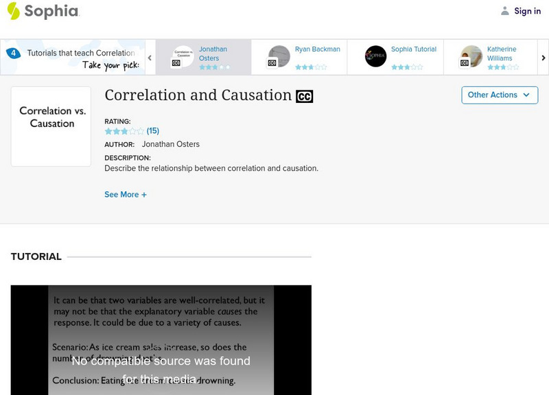 Sophia: Correlation and Causation: Lesson 2 Instructional Video