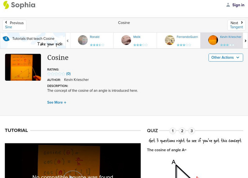 Sophia: Cosine: Lesson 1 Instructional Video Sophia: Cosine: Lesson 1 Instructional Video