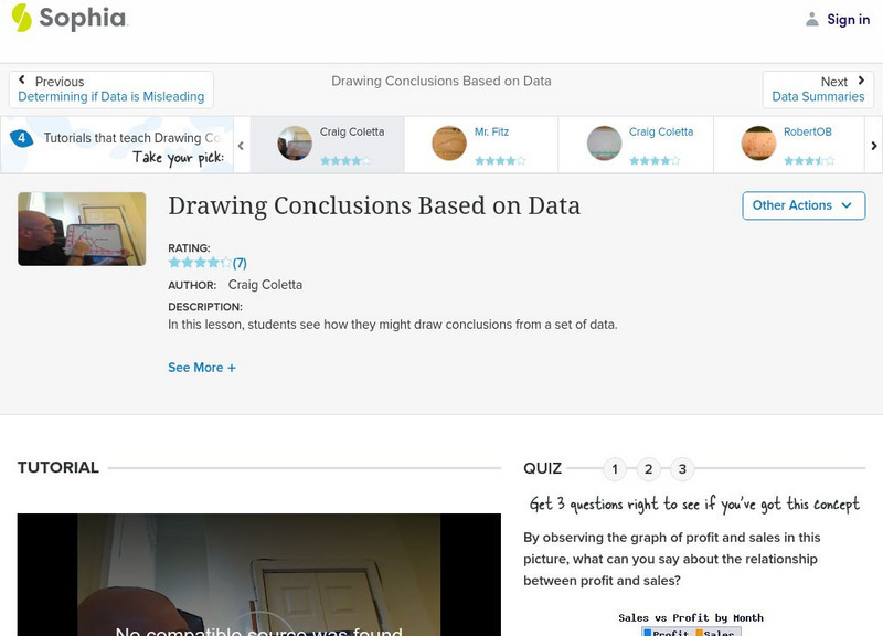 Sophia: Drawing Conclusions Based on Data: Lesson 5 Instructional Video
