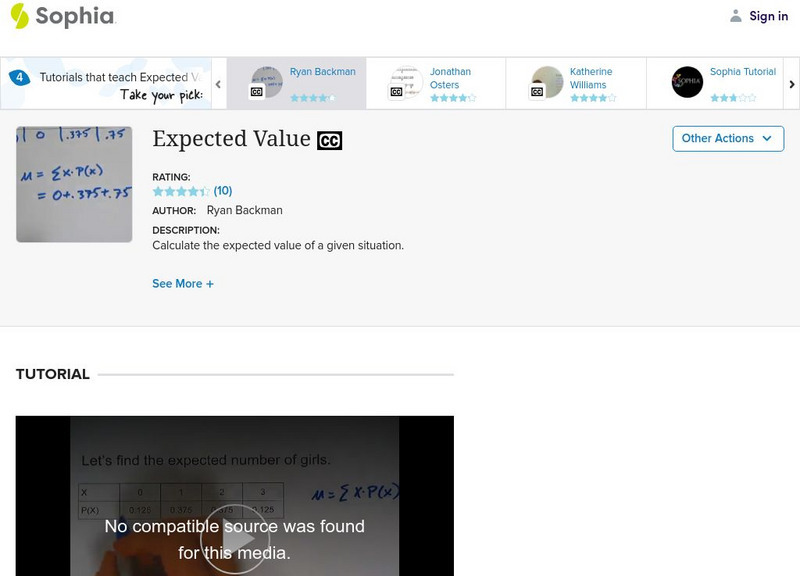 Sophia: Expected Value: Lesson 1 Instructional Video