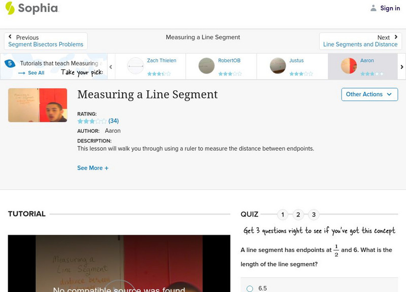 Sophia: Measuring a Line Segment: Lesson 8 Instructional Video