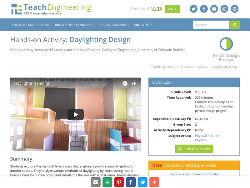 Teach Engineering: Daylighting Design Activity Teach Engineering: Daylighting Design Activity