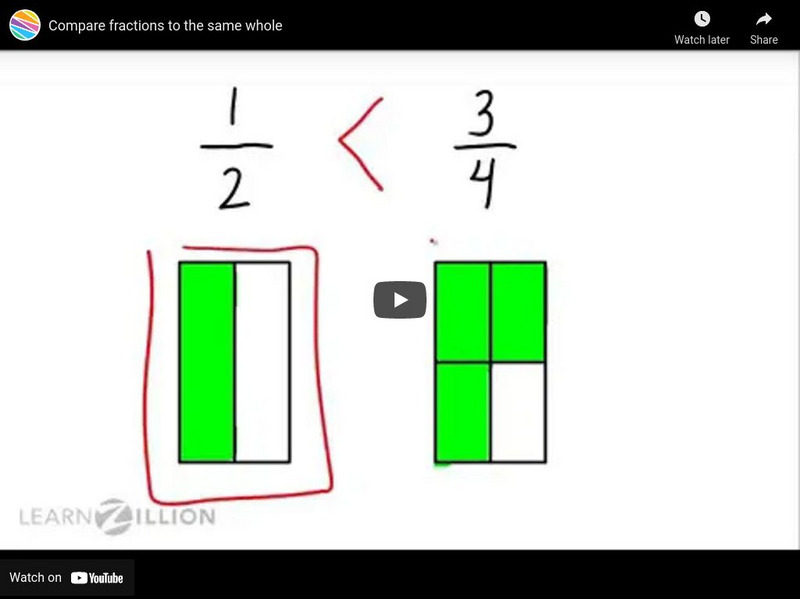 Learn Zillion: Compare Fractions to the Same Whole Instructional Video