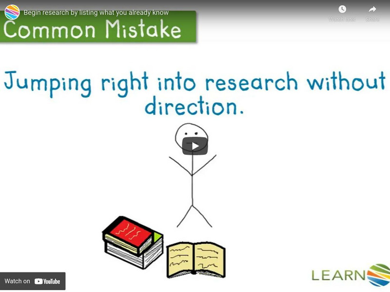 Learn Zillion: Begin Research by Listing What You Already Know Instructional Video Learn Zillion: Begin Research by Listing What You Already Know Instructional Video