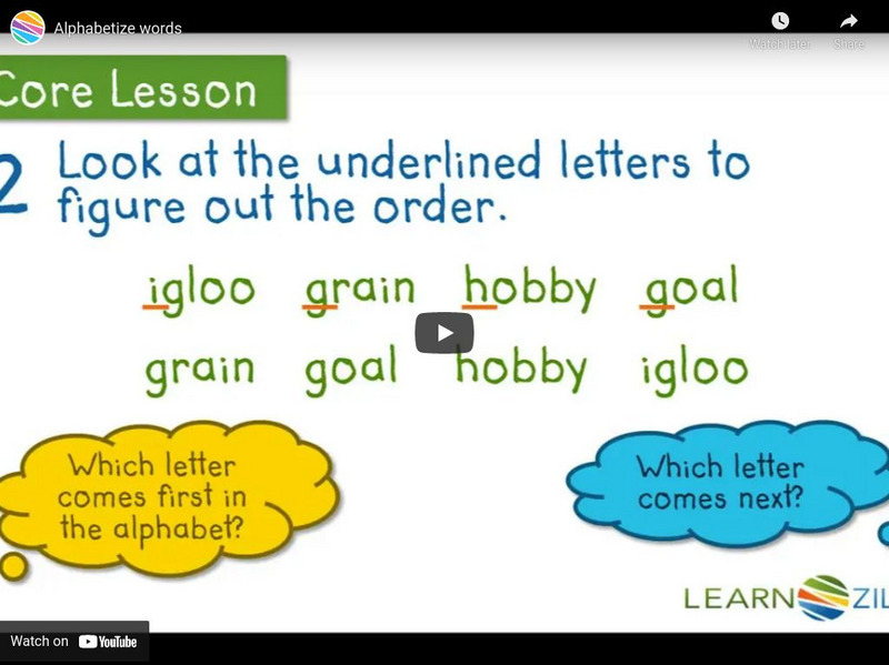 Learn Zillion: Lesson Video for 'Alphabetize Words' Instructional Video