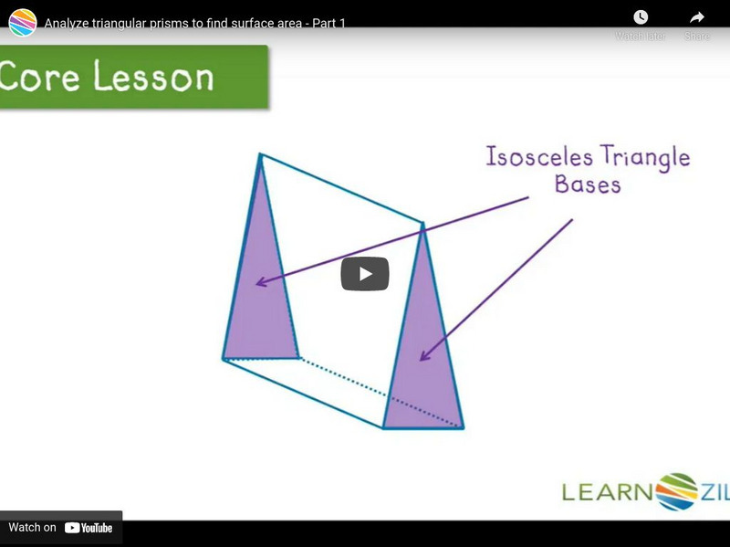 Learn Zillion: Analyze Triangular Prisms to Find Surface Area: Part 1 Instructional Video