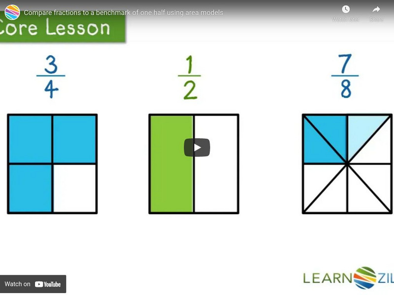 Learn Zillion: Compare Fractions to a Benchmark of One Half Using Area Models Instructional Video