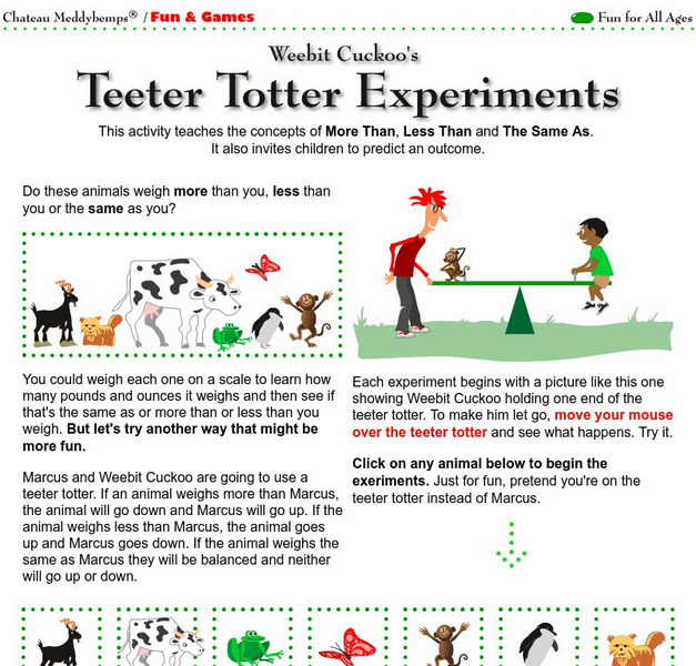 Chateau Meddybemps: Teeter Totter Experiments Interactive Chateau Meddybemps: Teeter Totter Experiments Interactive