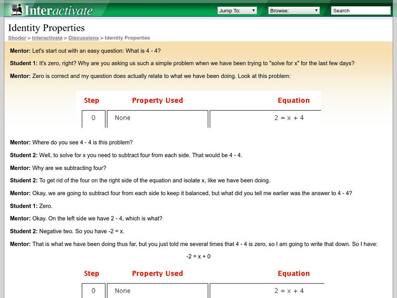 Shodor Interactivate: Identity Properties Activity Shodor Interactivate: Identity Properties Activity