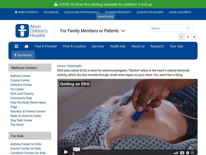 Akron Children's Hospital: Kidshealth: Getting an Ekg Instructional Video