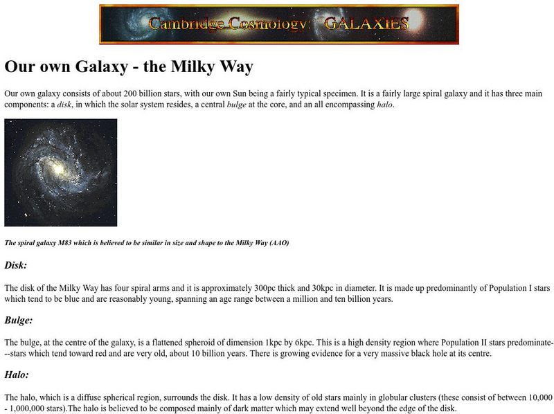 University of Cambridge: Cosmology: Galaxies Handout University of Cambridge: Cosmology: Galaxies Handout