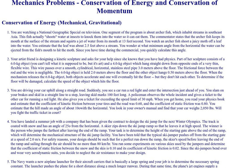 University of Minnesota: Conservation of Momentum Activity University of Minnesota: Conservation of Momentum Activity