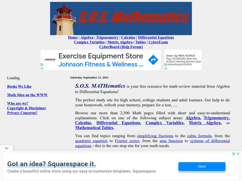 S.o.s. Math: Math Review Resources Website S.o.s. Math: Math Review Resources Website