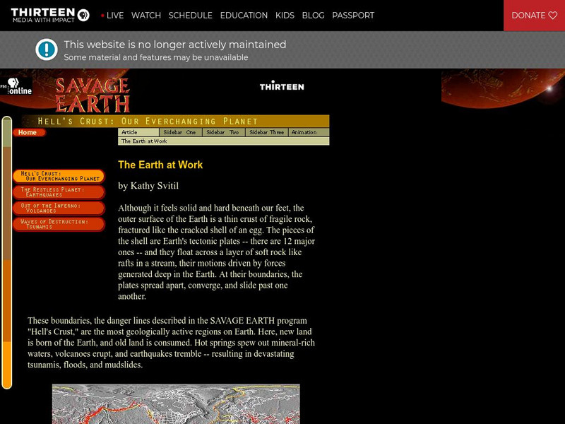 Wnet: Thirteen: The Earth at Work Handout Wnet: Thirteen: The Earth at Work Handout