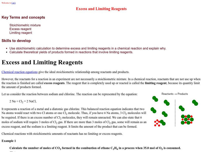 University of Waterloo: Excess and Limiting Reagents Handout University of Waterloo: Excess and Limiting Reagents Handout