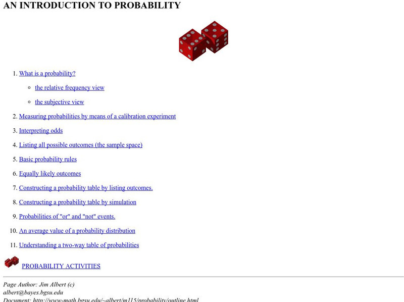 Bowling Green St Univ: Introduction to Probability Handout Bowling Green St Univ: Introduction to Probability Handout