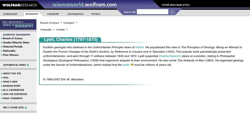 Wolfram Science World: Charles Lyell Handout Wolfram Science World: Charles Lyell Handout