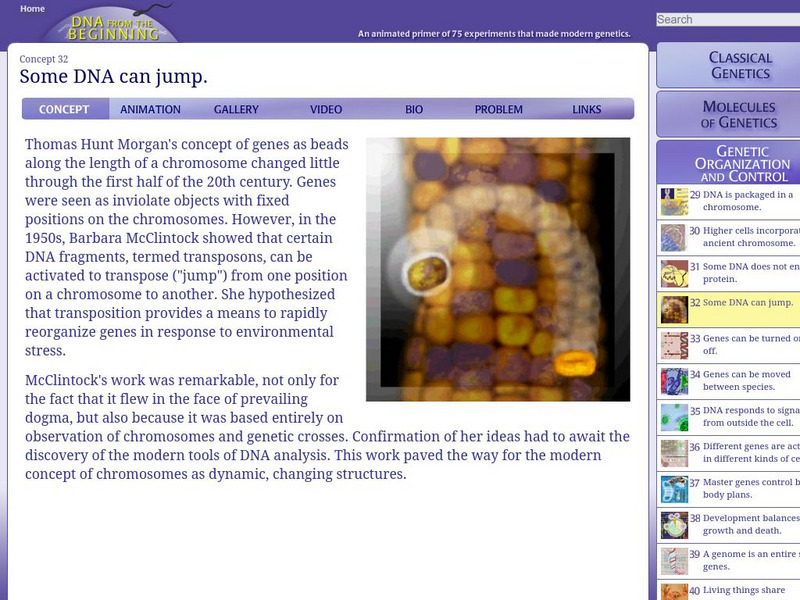 Dna From the Beginning: Some Dna Can Jump Unit Plan Dna From the Beginning: Some Dna Can Jump Unit Plan