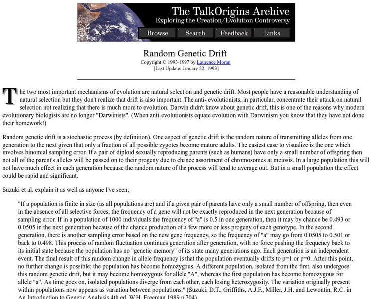 Talk Origins Archive: Random Genetic Drift Handout Talk Origins Archive: Random Genetic Drift Handout