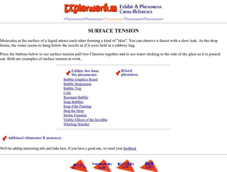 Exploratorium: Surface Tension Handout Exploratorium: Surface Tension Handout