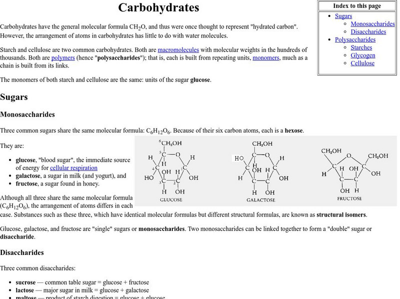 Kimball's Biology Pages: Carbohydrates eBook Kimball's Biology Pages: Carbohydrates eBook