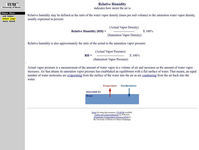 University of Illinois Urbana Champaign: Relative Humidity Handout University of Illinois Urbana Champaign: Relative Humidity Handout