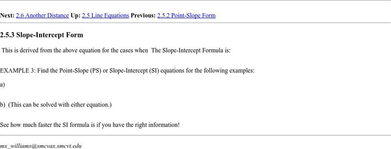 Npac Reu Program: Slope Intercept Form Activity Npac Reu Program: Slope Intercept Form Activity