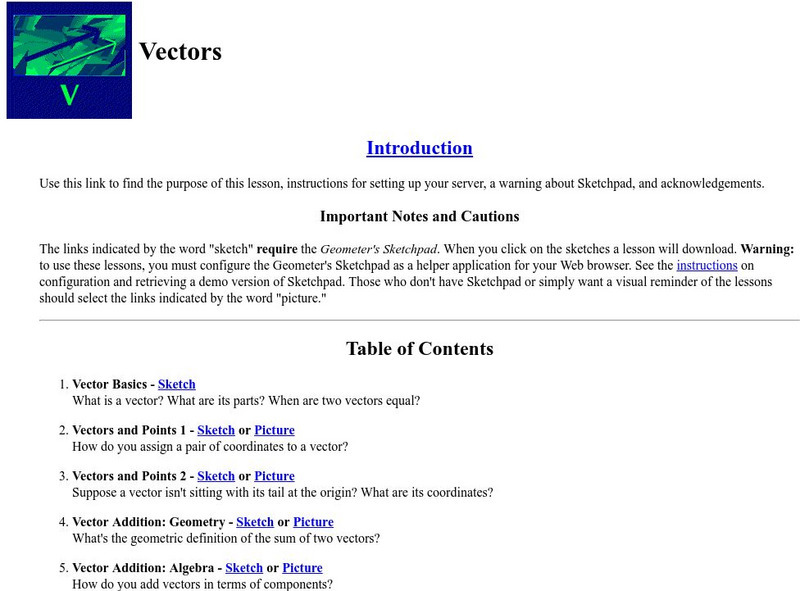 The Math Forum: Vectors Graphic The Math Forum: Vectors Graphic