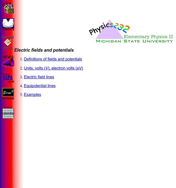 Michigan State University: Physics: Electric Fields and Potentials Handout Michigan State University: Physics: Electric Fields and Potentials Handout