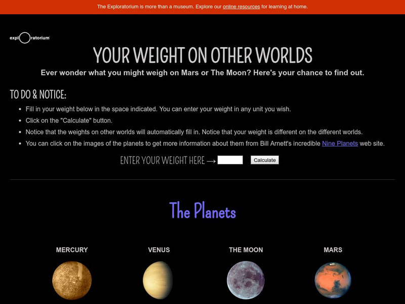 Exploratorium: Your Weight on Other Worlds Interactive Exploratorium: Your Weight on Other Worlds Interactive