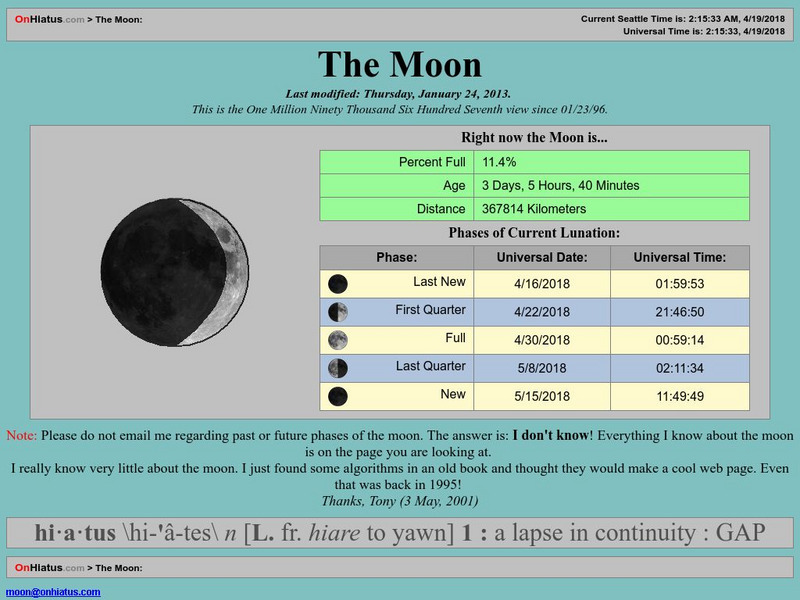 On Hiatus: The Moon Primary On Hiatus: The Moon Primary