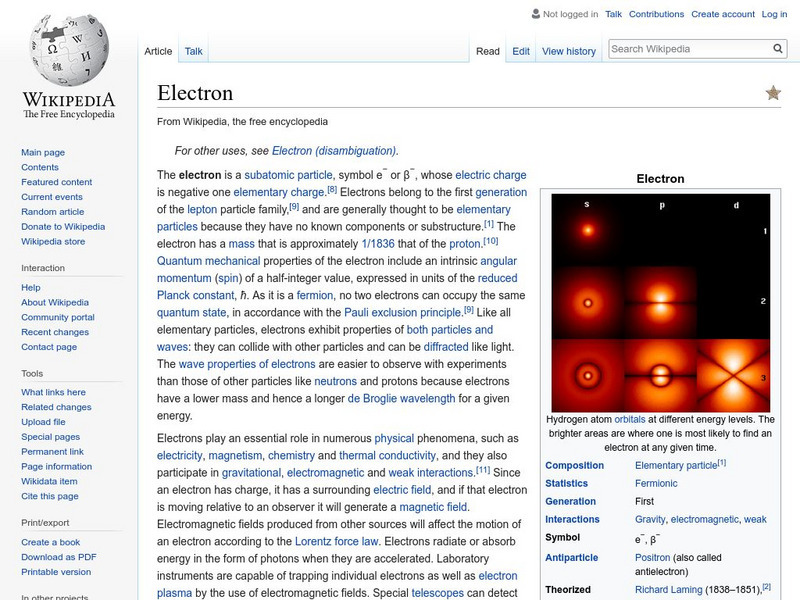 Wikipedia: Electron Handout Wikipedia: Electron Handout
