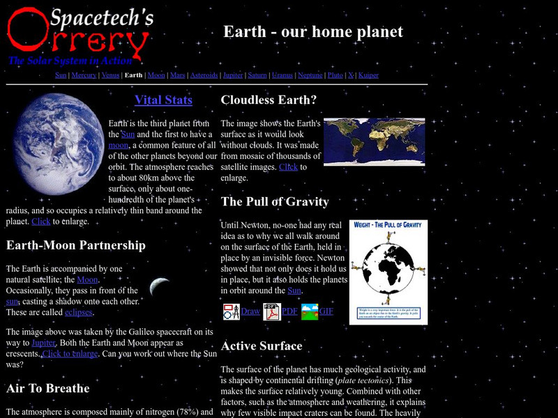 Spacetech's Orrery: Earth Our Home Planet Website Spacetech's Orrery: Earth Our Home Planet Website