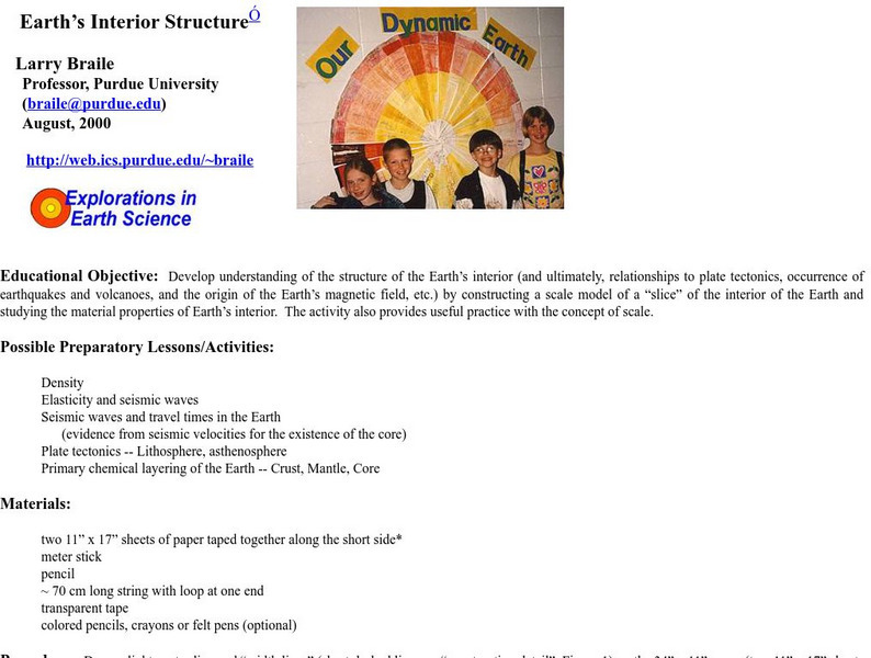 Purdue University: Earth's Interior Structure Lesson Plan Purdue University: Earth's Interior Structure Lesson Plan