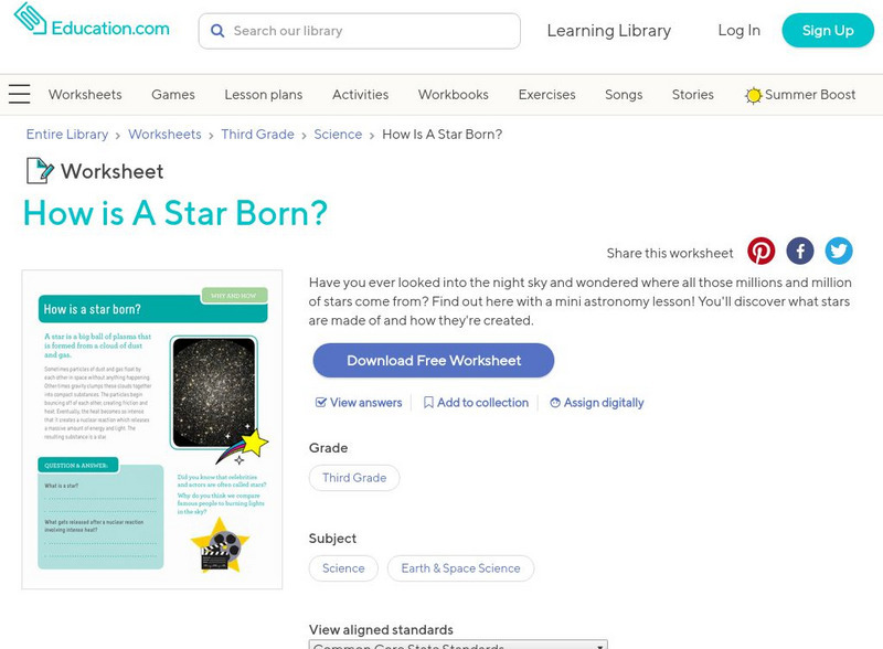 Education.com: How Is a Star Born? [Pdf] Activity