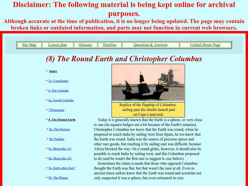 Nasa: From Stargazers to Starships: The Round Earth and Christopher Columbus Lesson Plan Nasa: From Stargazers to Starships: The Round Earth and Christopher Columbus Lesson Plan