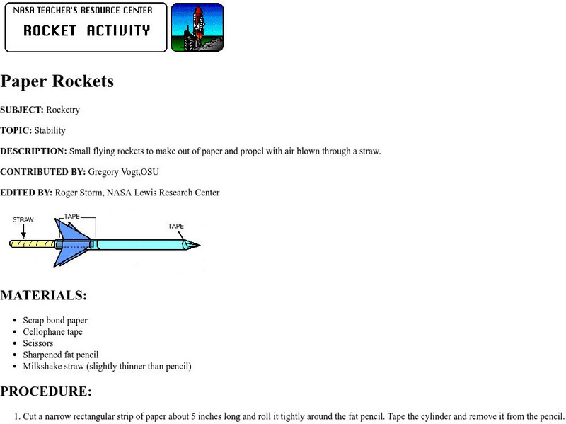 Nasa: Paper Rockets Activity Nasa: Paper Rockets Activity