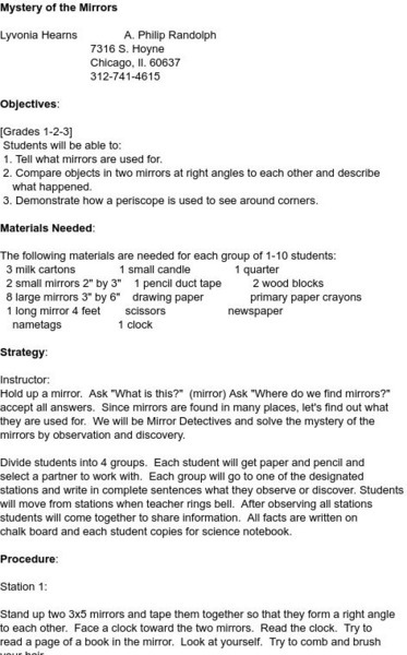 Smile: Mystery of the Mirrors (1 3) Lesson Plan Smile: Mystery of the Mirrors (1 3) Lesson Plan