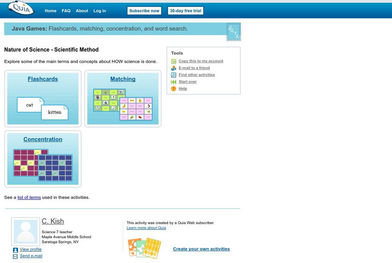 Quia: Nature of Science Activity Quia: Nature of Science Activity