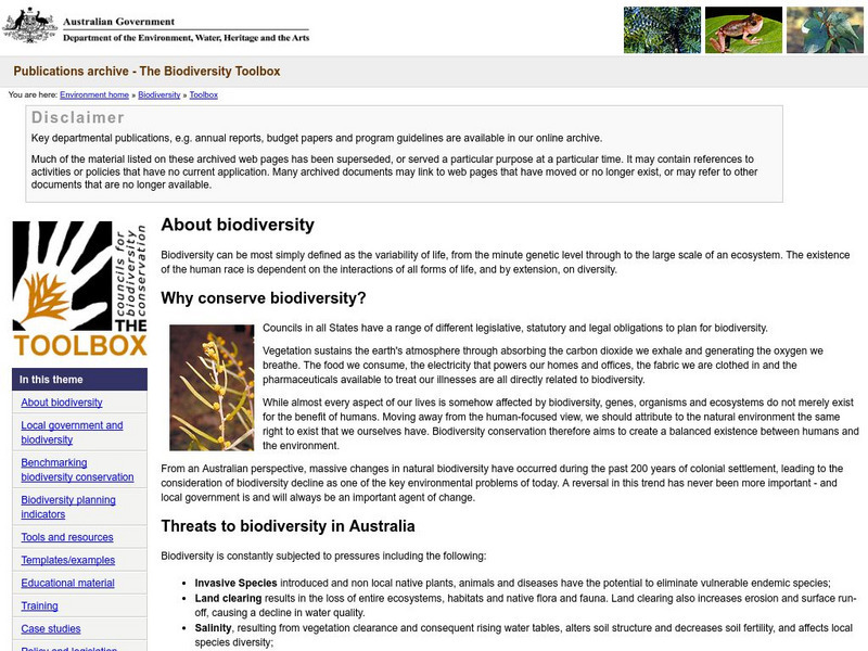 Biodiversity Tool Box: About Biodiversity Website Biodiversity Tool Box: About Biodiversity Website