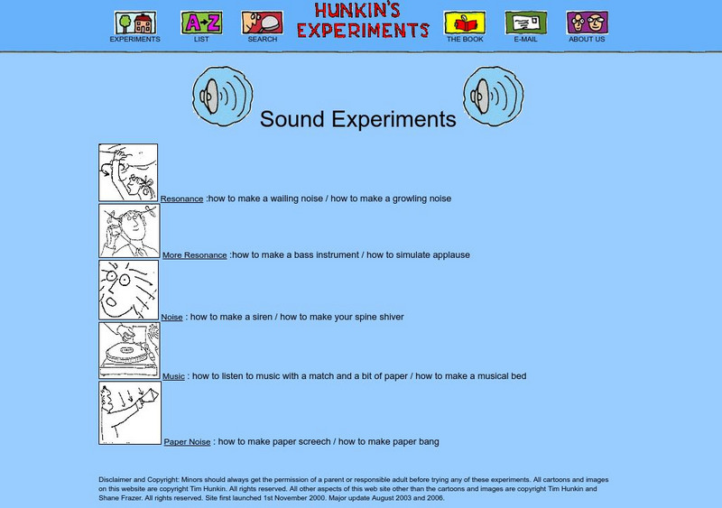 Hunkin's Experiments: Sound Experiments Activity Hunkin's Experiments: Sound Experiments Activity